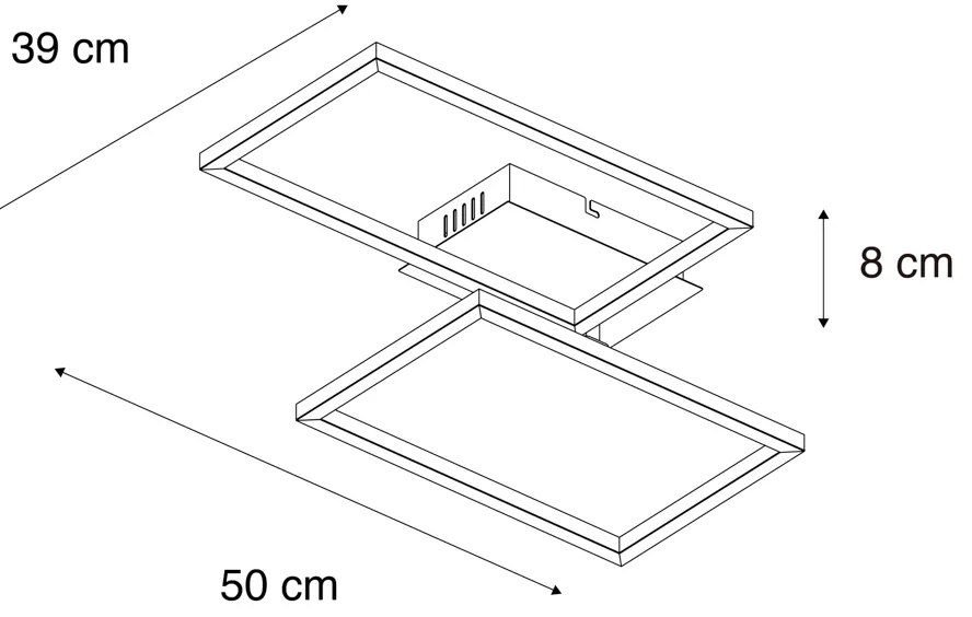 Таванна лампа квадратна черна 3-степенна димируема - Plazas Novo