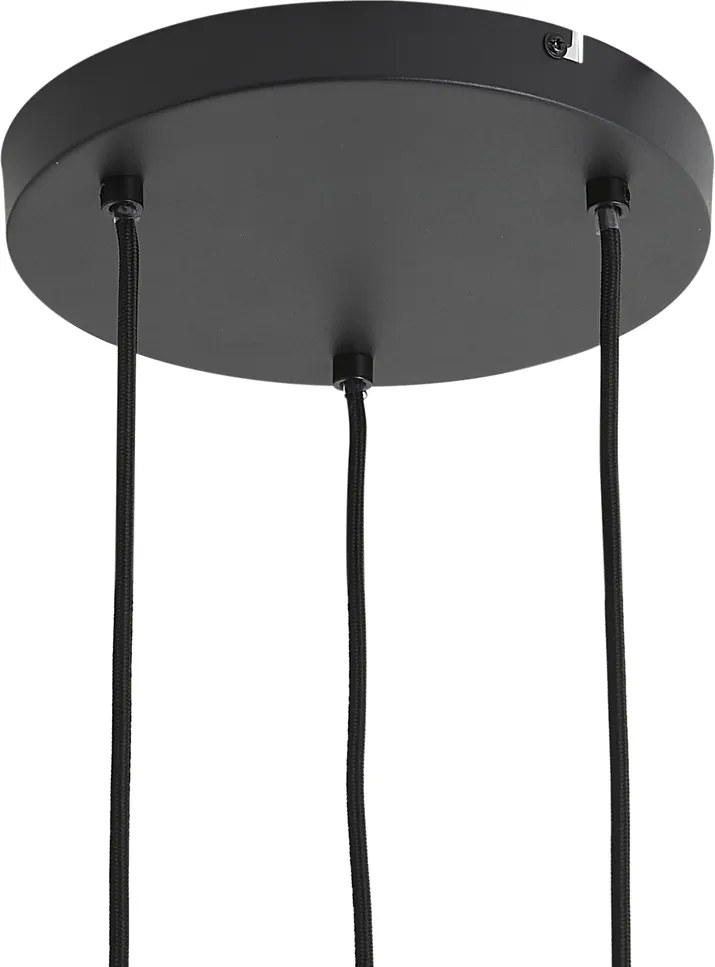 Модерен висящ лампион черен с дърво и матово сиво стъкло 3 светлини - Umbra