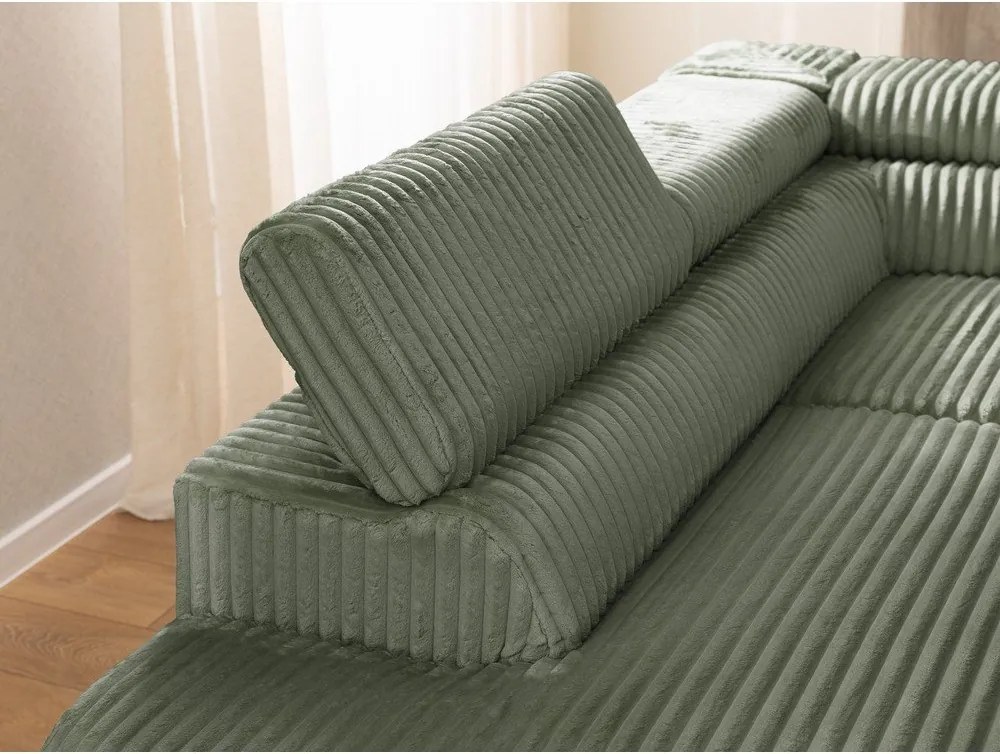 Зелен ъглов диван от рипсено кадифе (ляв ъгъл L форма) Marbeya – Ropez