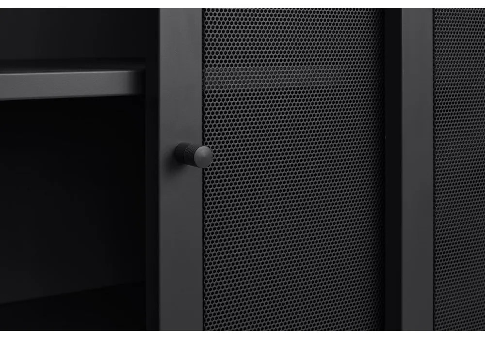 Черно метално шкафче с плъзгащи се врати 90x140x40 cm Veep – Unique Furniture