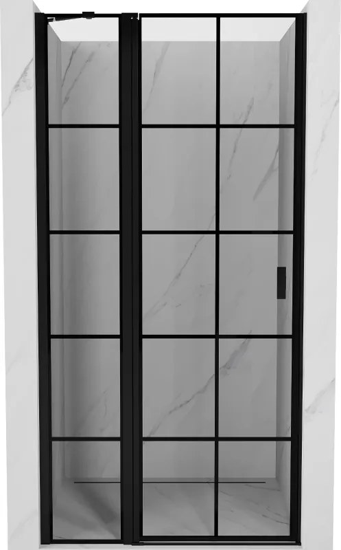 Mexen Mist окачваща се душ врата лява 110 cm, черна мрежа, черна - 8A4-110-000-70-77-L