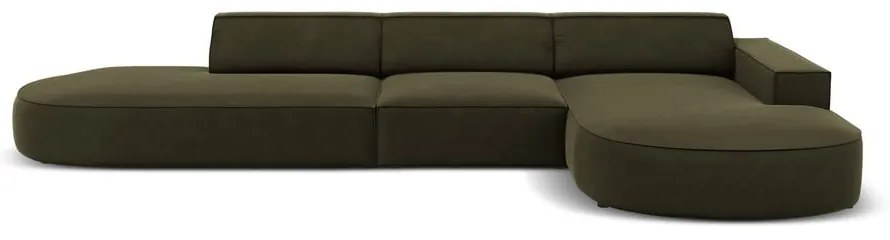 Ъглов диван от зелено кадифе (десен ъгъл) Jodie - Micadoni Home
