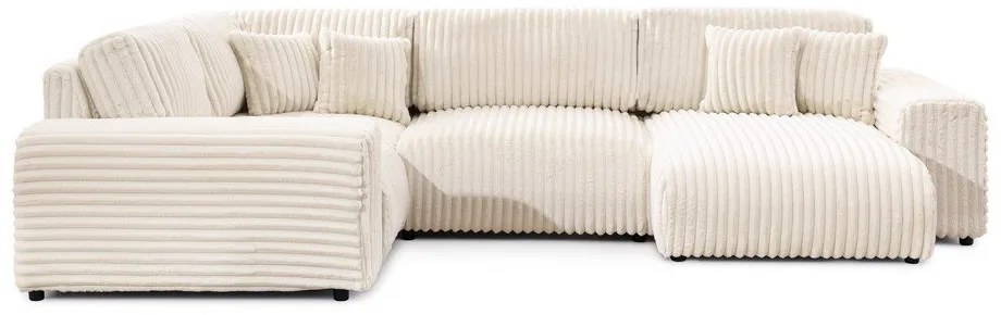 Кремав ъглов диван от рипсено кадифе (ляв ъгъл/U форма) Justin – Ropez