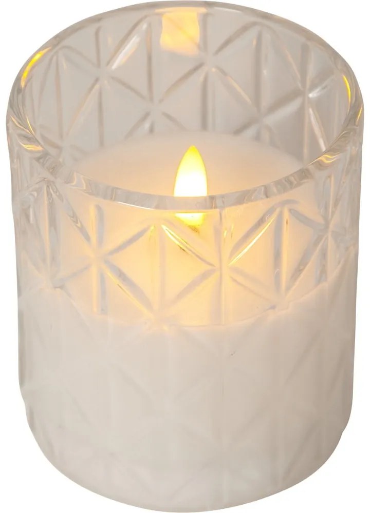 Бяла LED восъчна свещ в стъкло, височина 10 см Flamme Romb - Star Trading