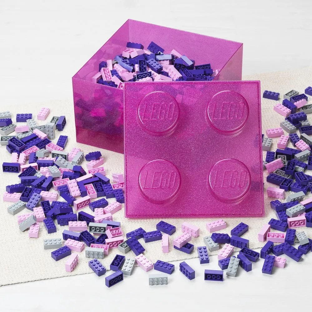 Розова пластмасова детска кутия за съхранение 25x25x18 cm – LEGO®