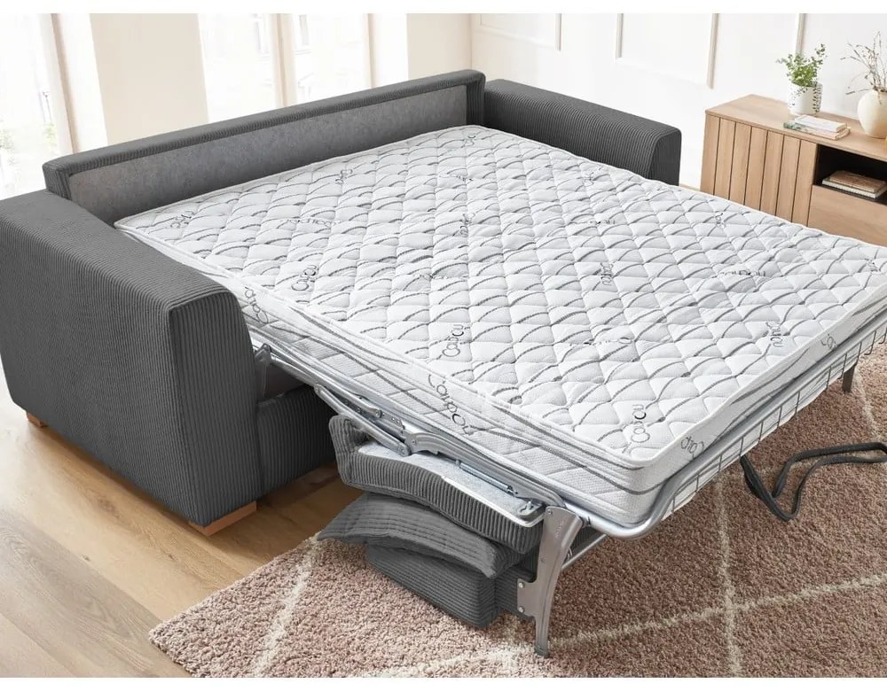 Сив разтегателен диван от рипсено кадифе 225 cm Augustin – Bobochic Paris