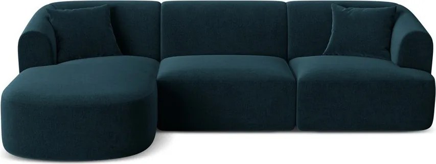Кадифен ъглов диван в петролен цвят (ляв ъгъл) Campi – Cosmopolitan Design