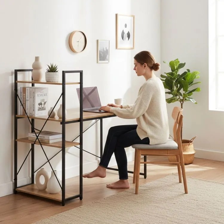 Маса за работа и игра с рафтове 120 x 60 cm tmavá hnedá