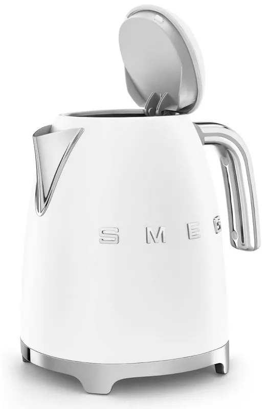 Електрическа кана SMEG KLF03WHEU, 2400W, 1.7 л, Неръждаема стомана, Миещ се филтър, Авто. изключване, Бял