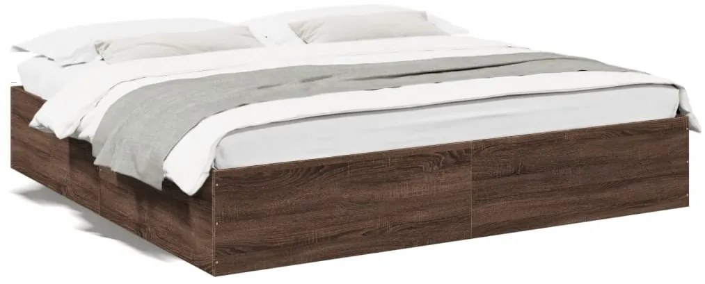 3280992 vidaXL Рамка за легло, кафяв дъб, 200x200 см, инженерно дърво