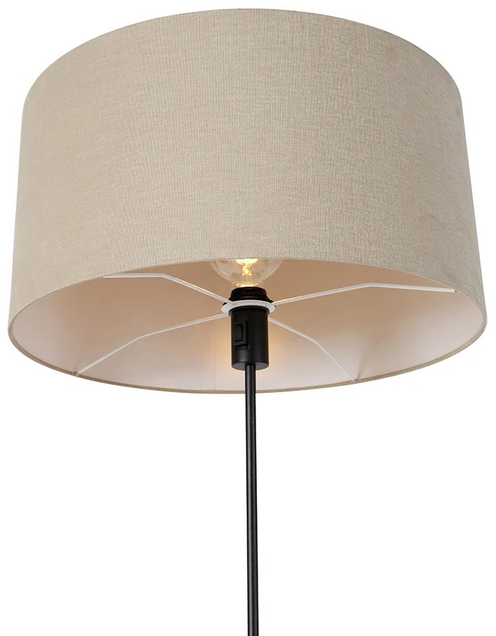 Подова лампа черна регулируема с абажур светлокафяв 50 см - Parte
