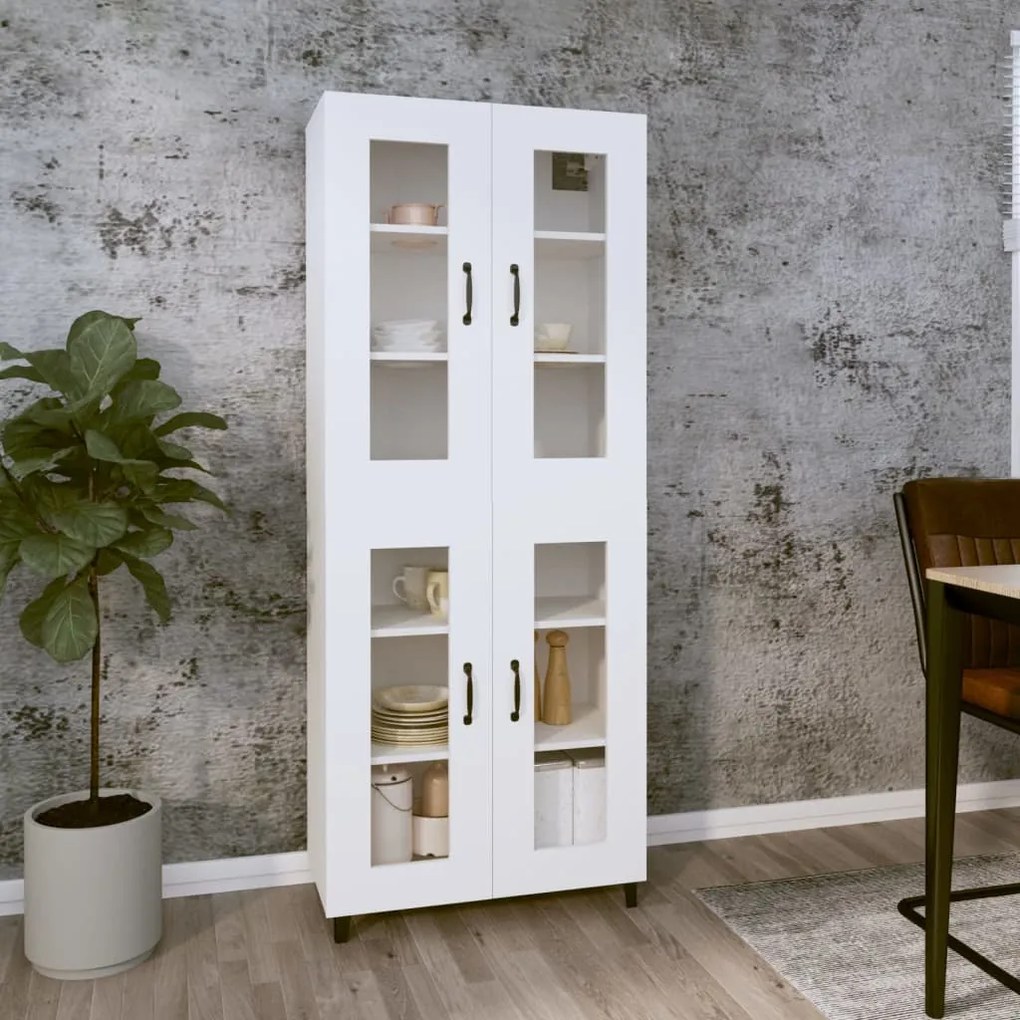 3114836 vidaXL Висок шкаф, бял, 69,5x34x180 см, инженерно дърво