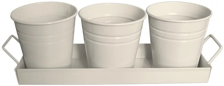 Feronya - Комплект 3бр. саксии на поставка бежови 5410-3