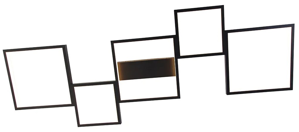 Таванна лампа черна с LED 3-степенна димируема 5-светлина - Lejo