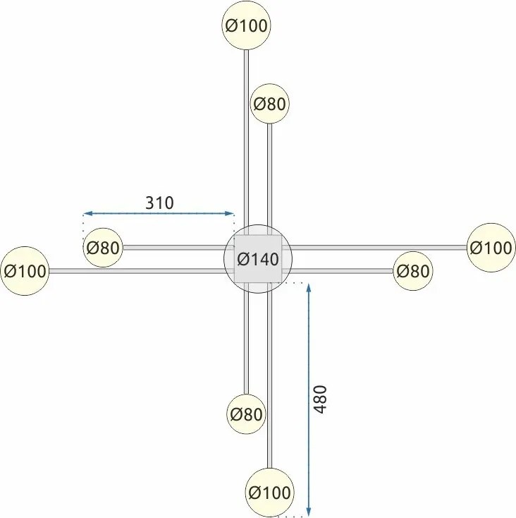 Лампа APP523-8C, 8 раменна