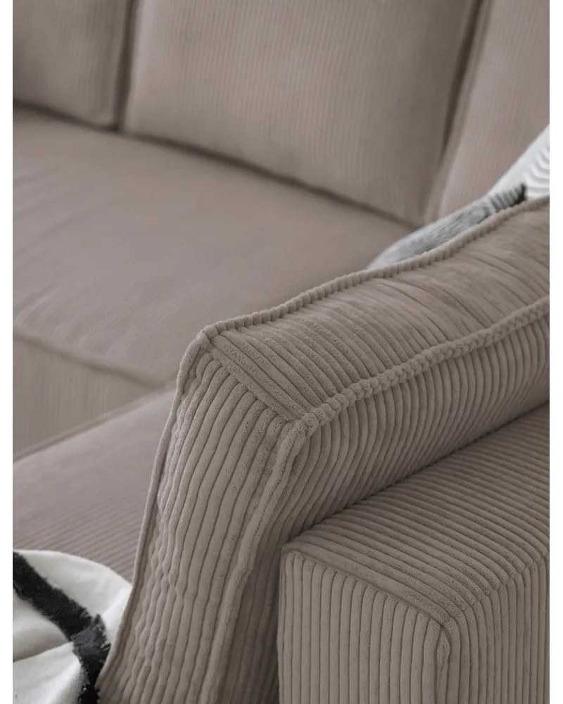 Бежов разтегателен ъглов диван от рипсено кадифе (десен ъгъл/"U" форма) Brave Dave – Miuform