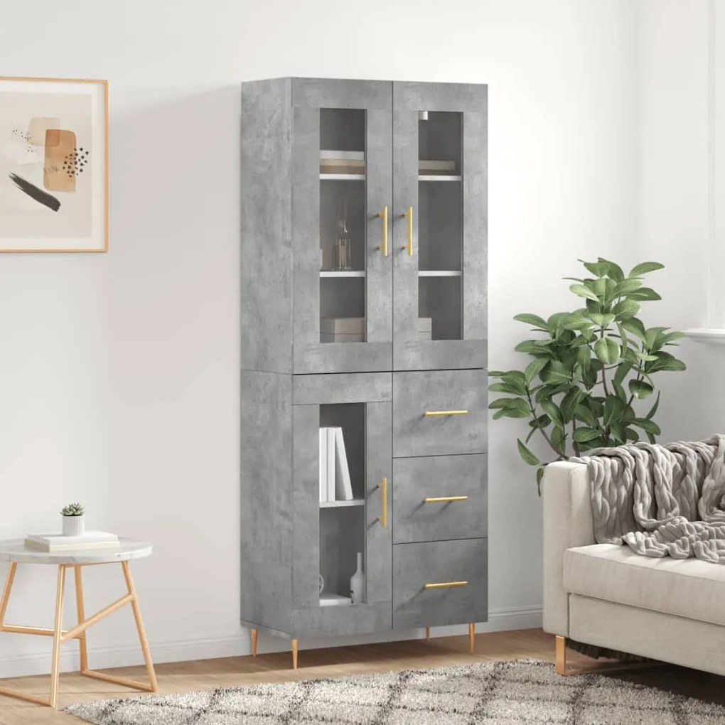 Sonata H Висок шкаф, бетонно сив, 69,5x34x180 см, инженерно дърво
