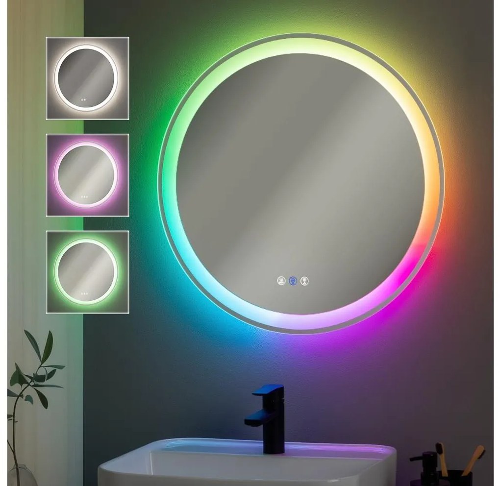 Brilagi- LED RGBW димируемо огледало с подгряваща функция и подсветка AVA PRO LED/18W/230V Ø 60 см IP44