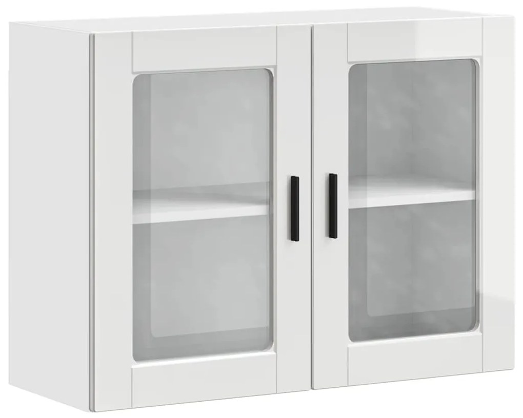 854089 vidaXL Кухненски стенен шкаф със стъклена врата Porto бял гланц