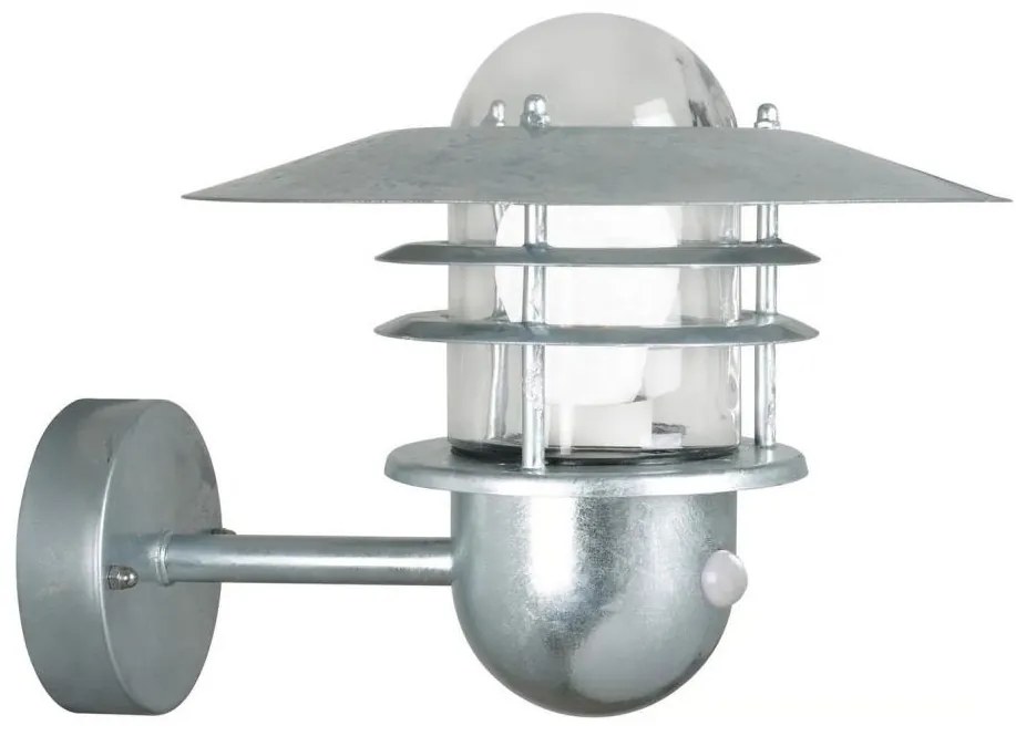 Nordlux - Ven. настенно осветително тяло с сензор AGGER 1xE27/60W/230V IP54 сребристо