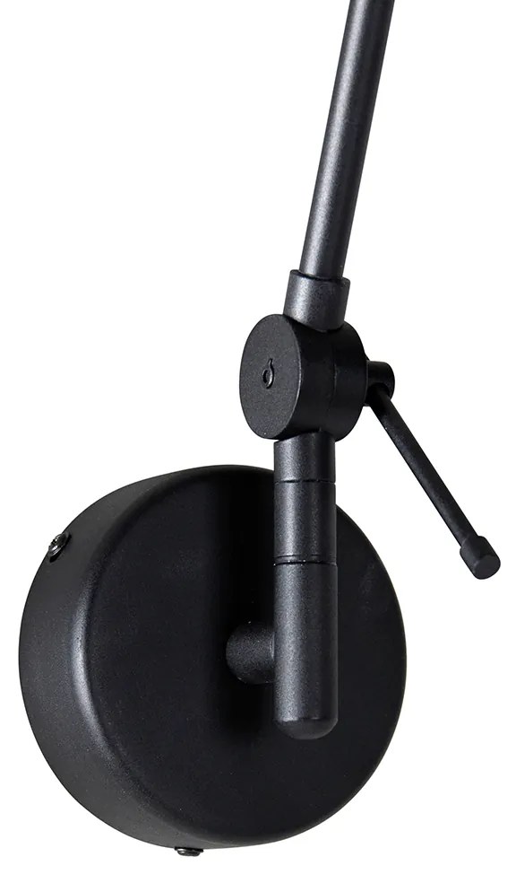 Стенна лампа черна с кафяв кадифен абажур 35 см регулируема - Blitz