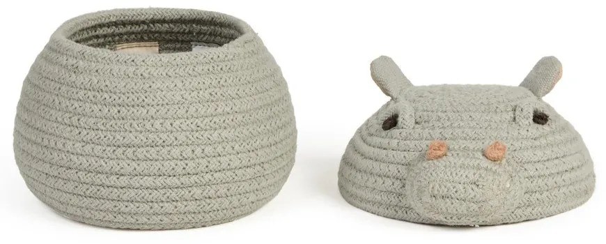 Светлосива текстилна детска кошница за играчки ø 15x15 cm Mini Henry the Hippo – Lorena Canals