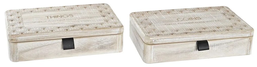 Декоративна кутия DKD Home Decor Естествен Дървен MDF (28 x 18 x 6,5 cm) (2 броя)