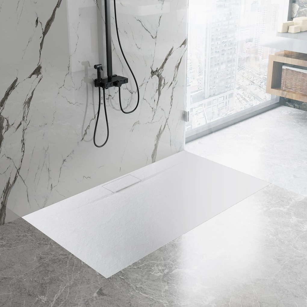 Корито за душ кабина Rea Bazalt Long White 80x120