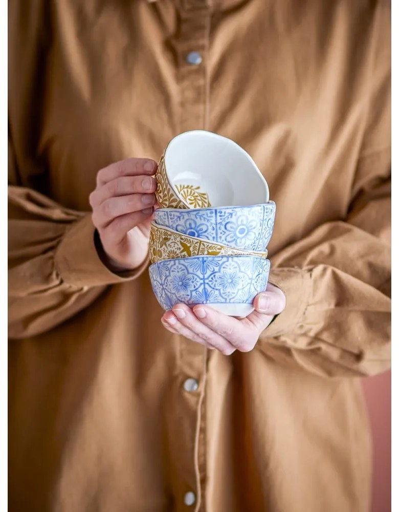 Сини/оранжеви глинени купички в комплект от 4 бр. 200 ml Milton – Bloomingville