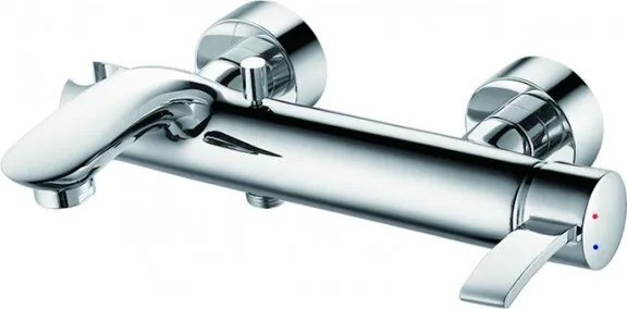 Стенен смесител за вана и душ ТИАНА ICF 6390091, месинг, хром, с подвижен души шлаух, 7.7x28.3см