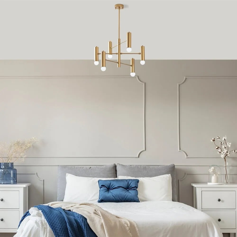 Висящо осветително тяло в златисто с метален абажур Gharib – Opviq lights