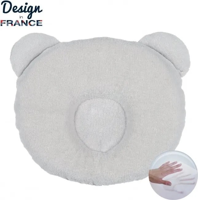 Candide -Детска възглавница P'Tit Panda за добре закръглена глава Сива