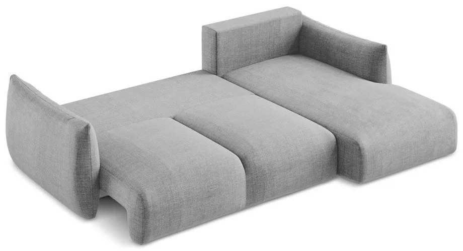 Светлосив сгъваем ъглов диван (десен ъгъл) Leila – Makamii