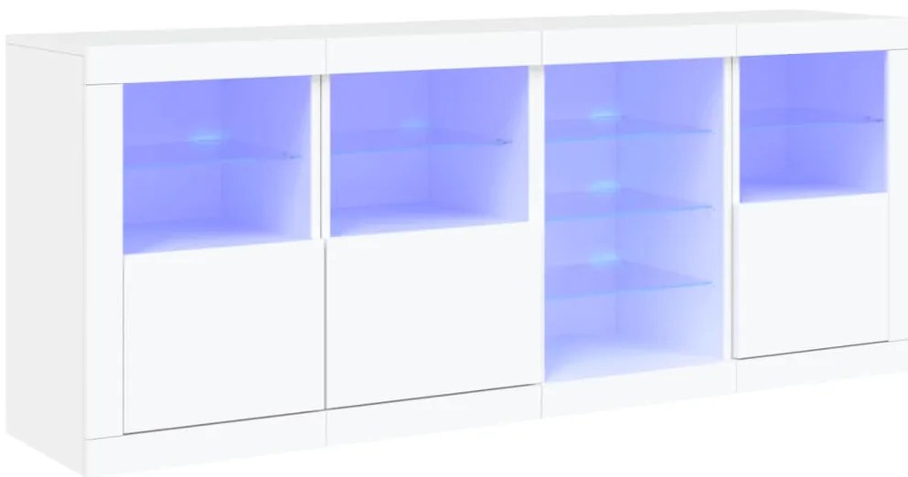 3209051 vidaXL Сайдборд с LED светлини, бял, 164x37x67 см