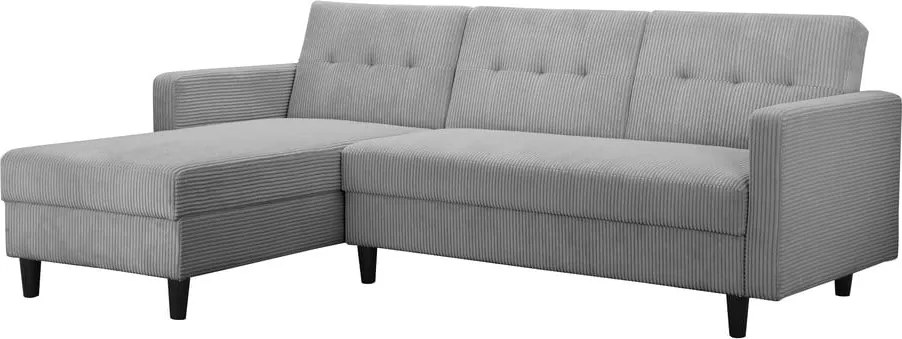 Светлосив сгъваем ъглов диван от рипсено кадифе Hartford – Støraa