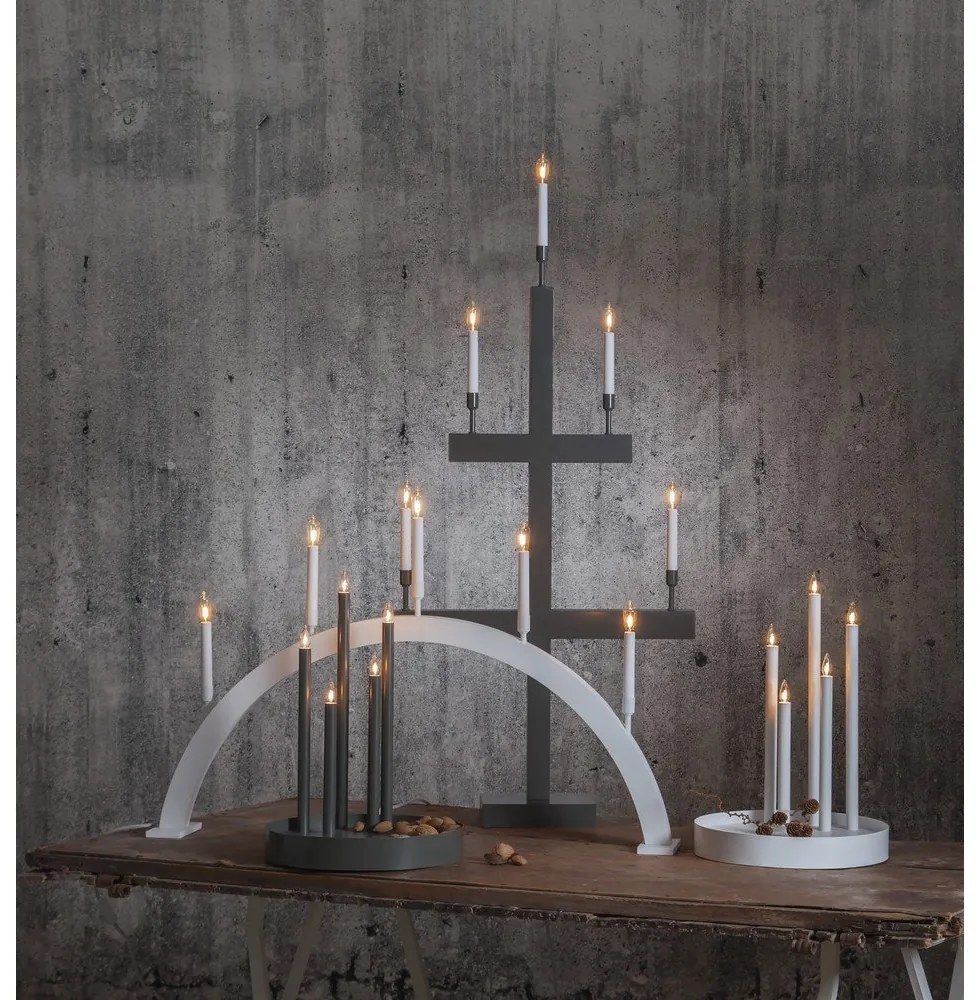 Бяла коледна LED свещ, височина 46 см Deco - Star Trading