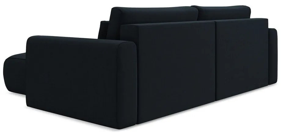 Тъмносин кадифен разтегателен ъглов диван с място за съхранение (десен ъгъл) Kapua – Makamii