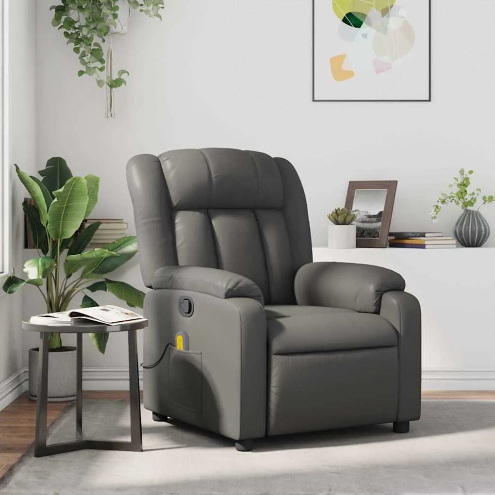 373570 vidaXL Масажен наклоняем стол, сив, изкуствена кожа