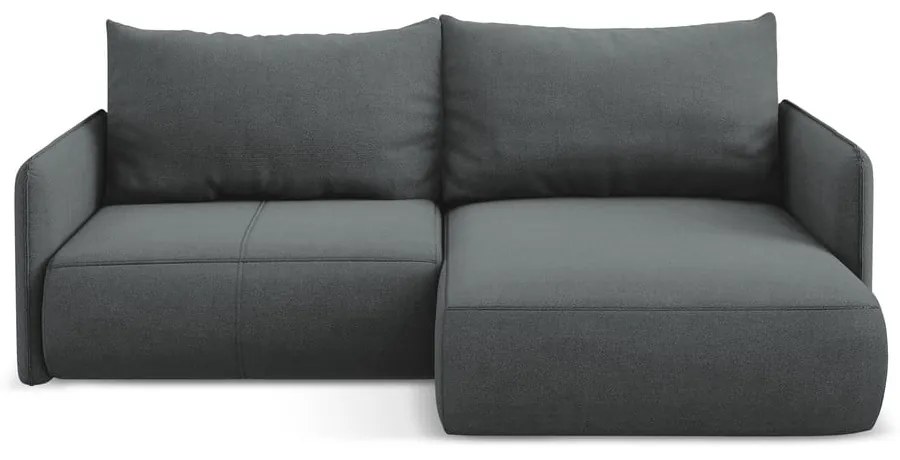 Сив разтегателен ъглов диван с място за съхранение (десен ъгъл) Nanea – Makamii