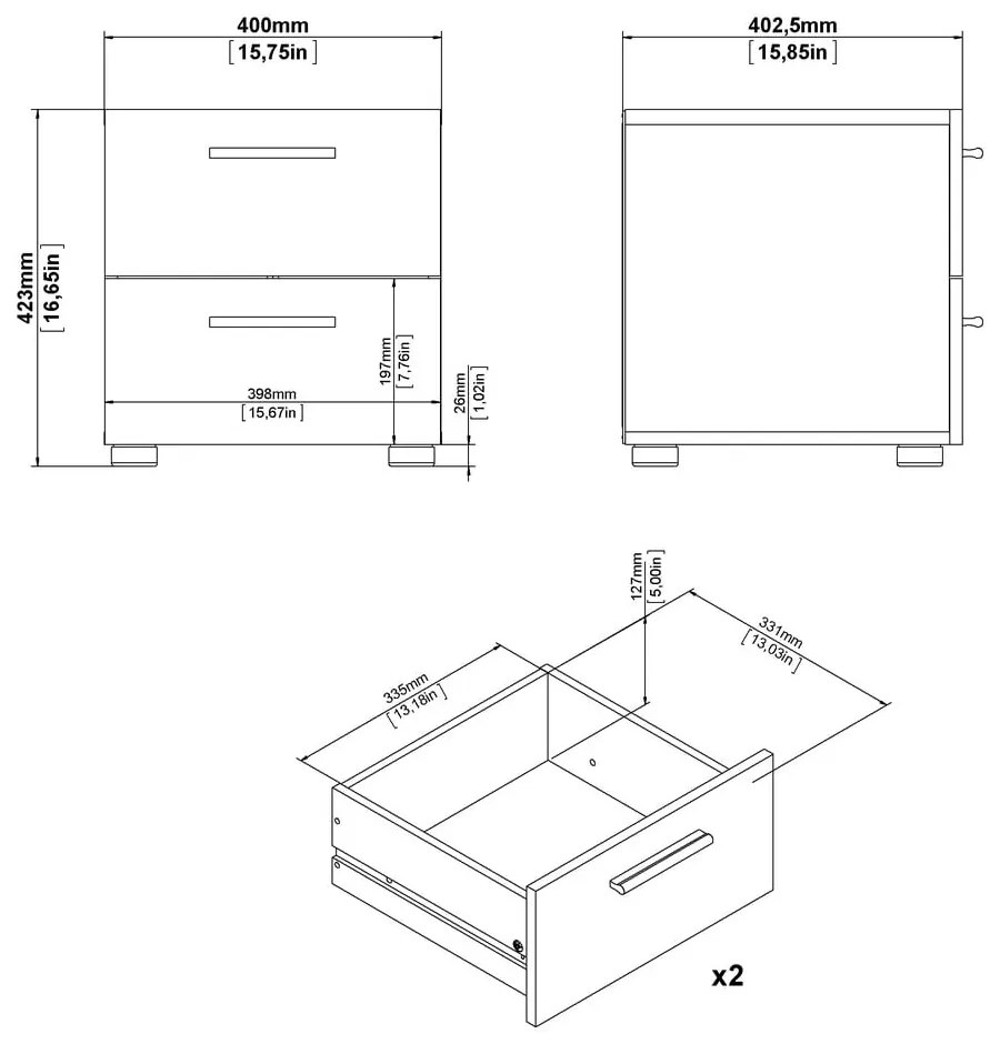 Бяло нощно шкафче Pepe - Tvilum