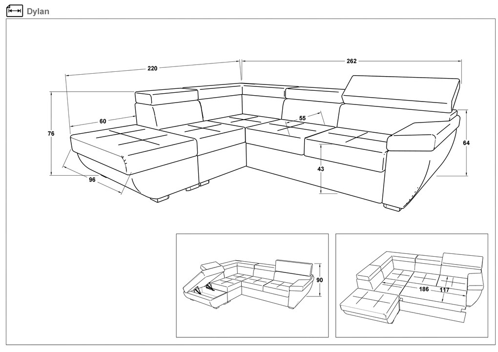 Разтегателен ъглов диван Дилън