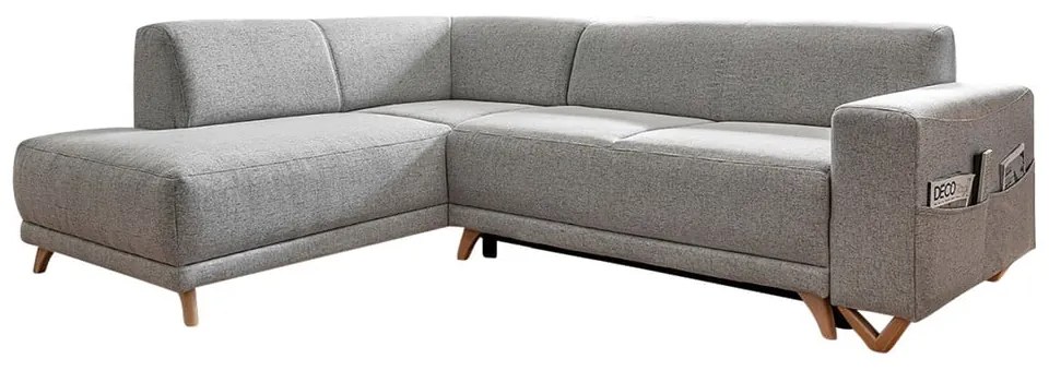 Светлосив разтегателен/с място за съхранение ъглов диван (ляв ъгъл/L форма) Classy Sophie – Miuform