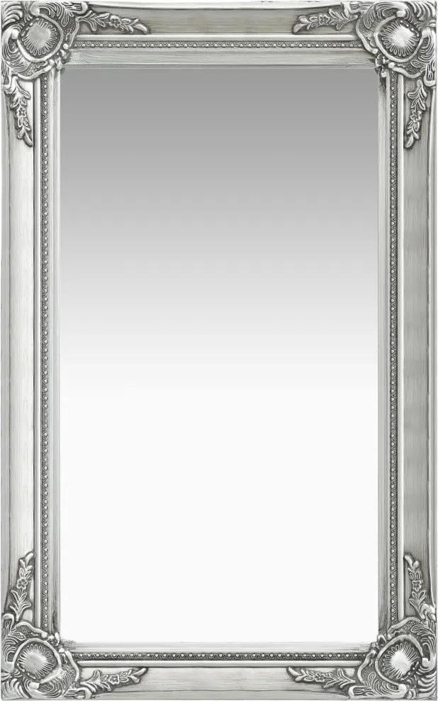 Стенно огледало, бароков стил, 50x80 см, сребристо