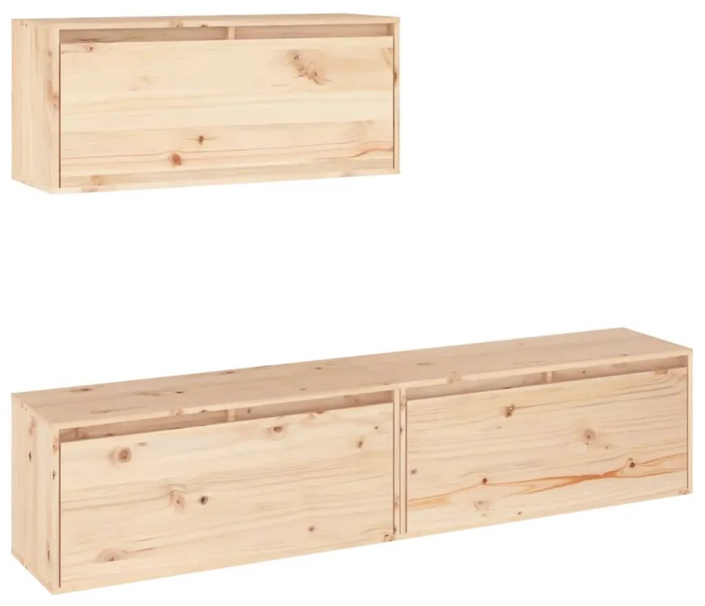 3100134 vidaXL ТВ шкафове, 3 бр, бор масив