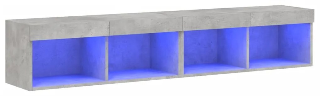 837148 vidaXL ТВ шкафове с LED осветление 2 бр бетонно сиви 80x30x30 см
