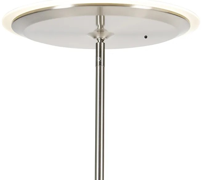 Модерна подова лампа стомана с LED димер с лампа за четене - Strela