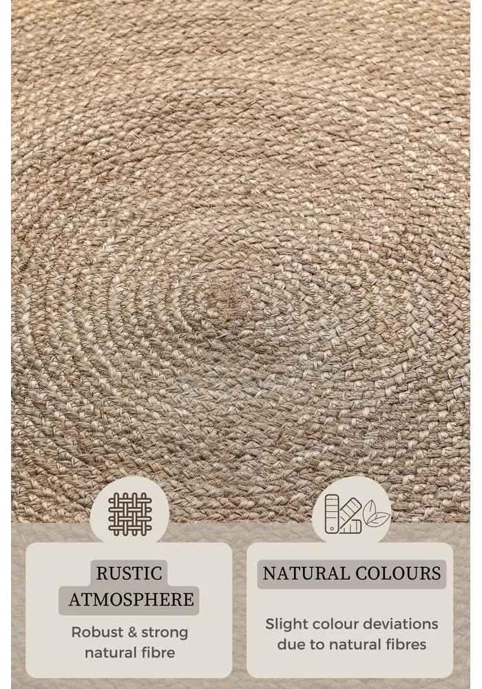 Сиво-бежов двустранен ютен кръгъл килим ø 140 cm Braided – Hanse Home