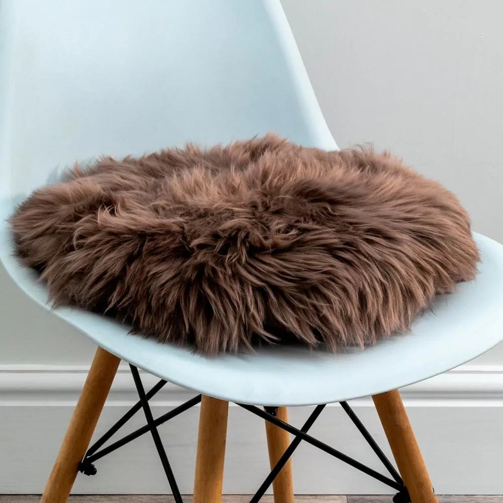 Кръгла възглавница за сядане от кафява овча кожа, ⌀ 40 cm - Native Natural