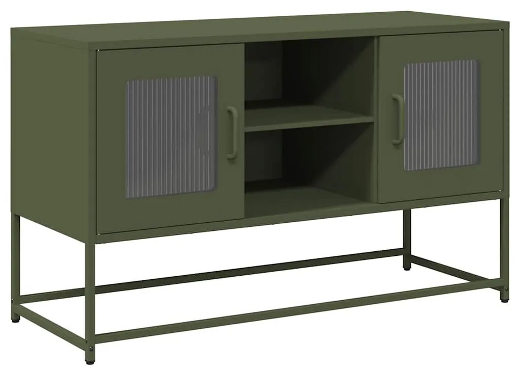 853384 vidaXL ТВ шкаф, маслиненозелен, 100,5x39x60,5 см, стомана