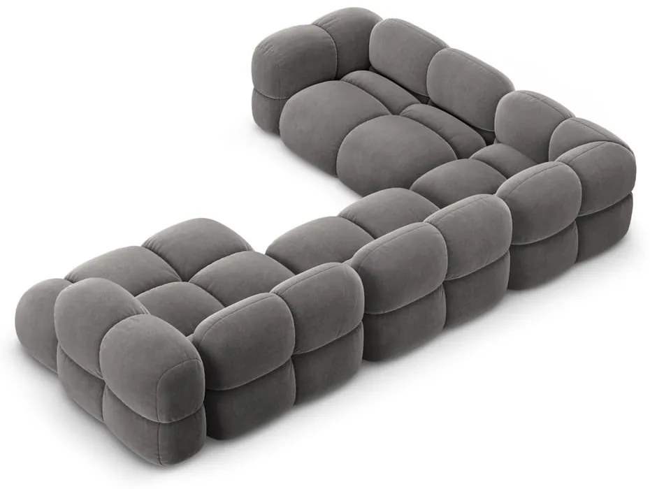 Сив кадифен ъглов диван (ляв ъгъл/U форма) Loretto – Cosmopolitan Design